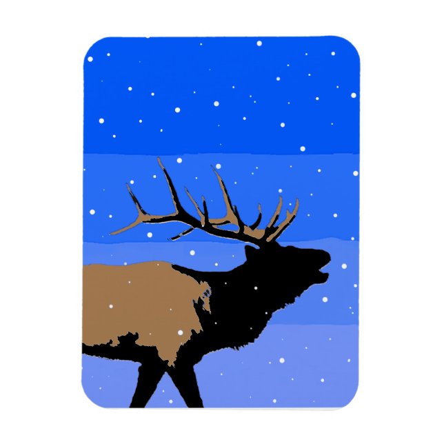 Bugling Elk in Winter  - Original Wildlife Art Magnet (Vertical)