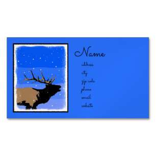 Bugling Elk in Winter - Original Wildlife Art Magnetic Business Card