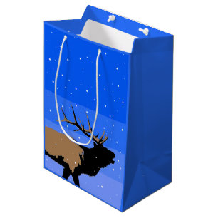 Bugling Elk in Winter - Original Wildlife Art Medium Gift Bag