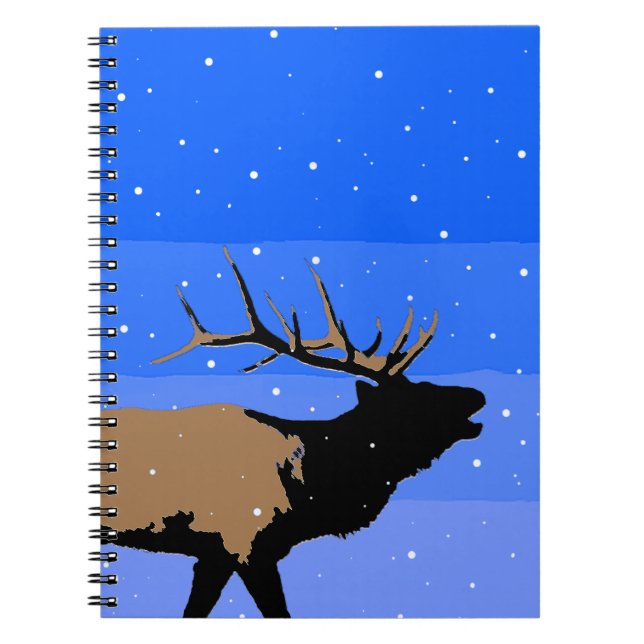 Bugling Elk in Winter  - Original Wildlife Art Notebook (Front)