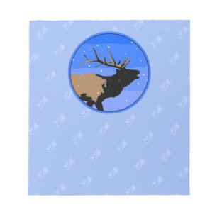Bugling Elk in Winter - Original Wildlife Art Notepad