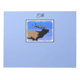 Bugling Elk in Winter - Original Wildlife Art Notepad
