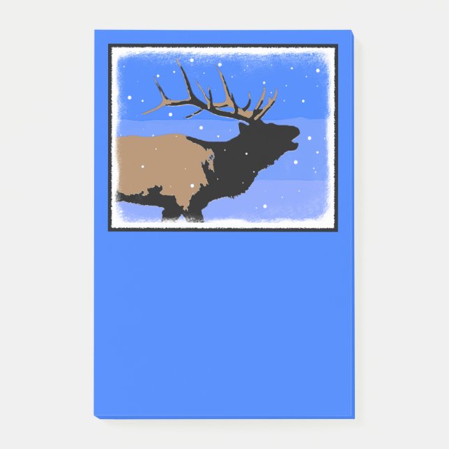 Bugling Elk in Winter  - Original Wildlife Art Post-it Notes (Front)