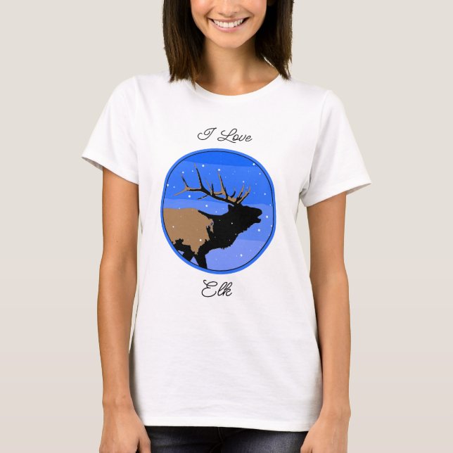 Bugling Elk in Winter  - Original Wildlife Art T-Shirt (Front)