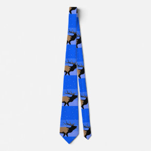 Bugling Elk in Winter  - Original Wildlife Art Tie