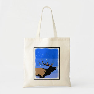 Bugling Elk in Winter - Original Wildlife Art Tote Bag