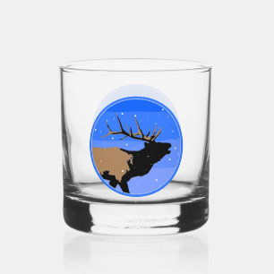 Bugling Elk in Winter - Original Wildlife Art Whiskey Glass