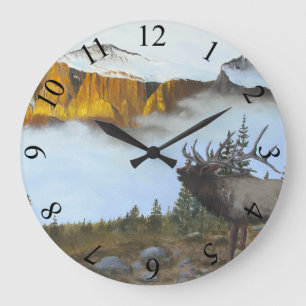 Bugling Elk Large Clock