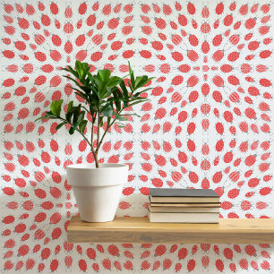 Bugs and Beetles Pattern Red on Blue Wallpaper