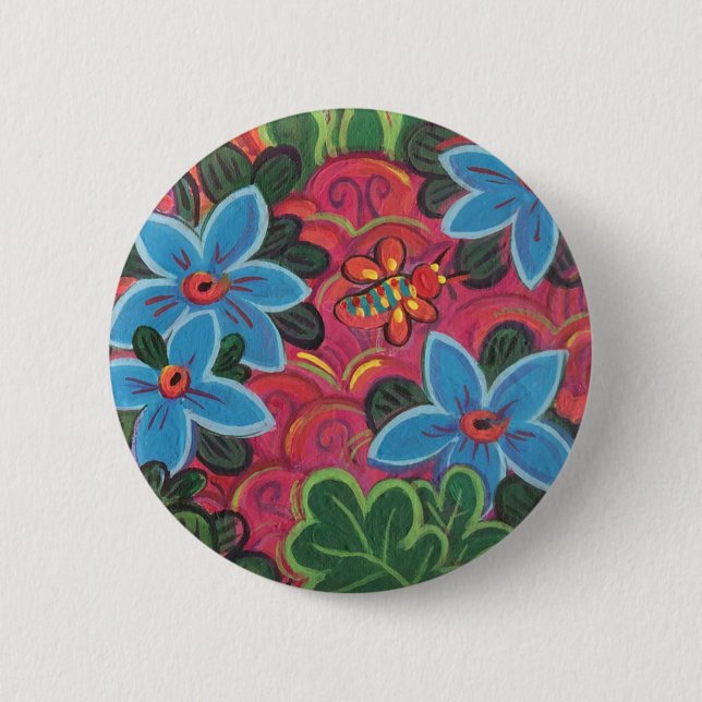 Bugs and Flowers Garden 6 Cm Round Badge (Front)