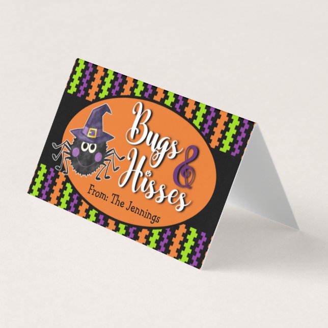 Bugs And Hisses Halloween Treat Bag Topper Business Card (Front)