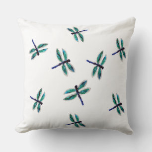 Bugs Art Dancing Turquoise Dragonfly Cushion
