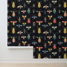 Bugs & Bees Colourful Insect Collection Pattern