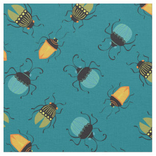 Bugs Beetles Mid Century Mod Cute Fabric