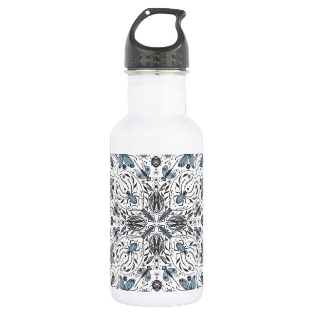 Bugs, black and blue 532 ml water bottle (Front)