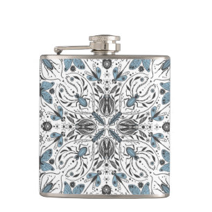 Bugs, black and blue hip flask