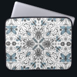 Bugs, black and blue laptop sleeve<br><div class="desc">Hand-drawn symetrical pattern with various bugs-beetles,  butterflies and spiders</div>