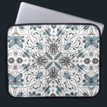 Bugs, black and blue laptop sleeve<br><div class="desc">Hand-drawn symetrical pattern with various bugs-beetles,  butterflies and spiders</div>