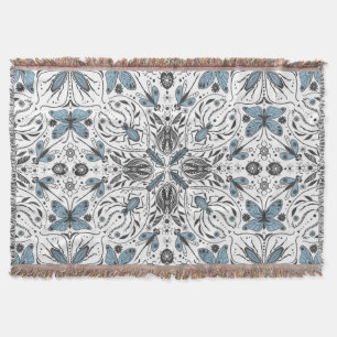 Bugs, black and blue throw blanket