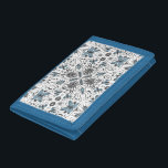 Bugs, black and blue trifold wallet<br><div class="desc">Hand-drawn symetrical pattern with various bugs-beetles,  butterflies and spiders</div>