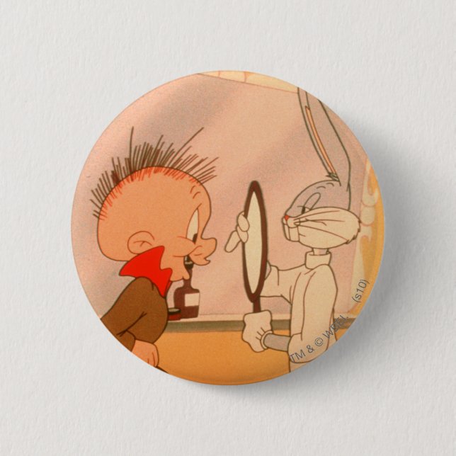 BUGS BUNNY™ and ELMER FUDD™ 2 6 Cm Round Badge (Front)