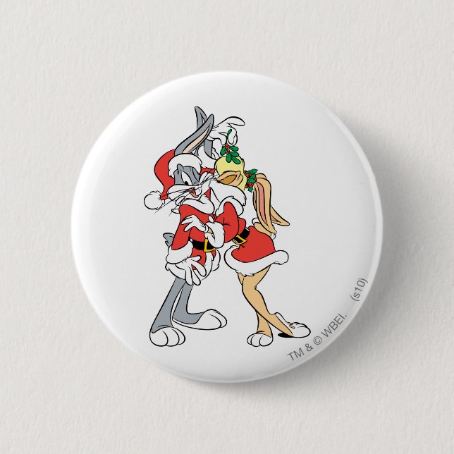 BUGS BUNNY™ and Lola Mistletoe Kiss 6 Cm Round Badge (Front)