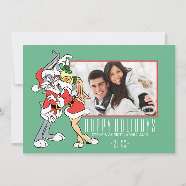 BUGS BUNNY™ and Lola Mistletoe Kiss Holiday Card (Front)