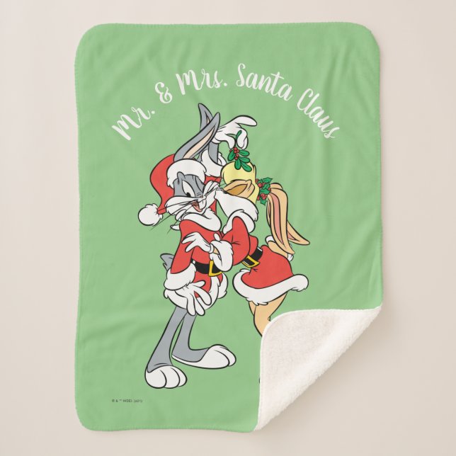 BUGS BUNNY™ and Lola Mistletoe Kiss Sherpa Blanket (Front)