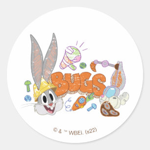 BUGS BUNNY BUILDERS™  BUGS BUNNY™ Sketch Art Classic Round Sticker