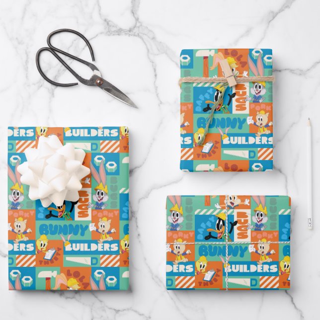 BUGS BUNNY BUILDERS™| Character Grid Pattern Wrapping Paper Sheet (Front)