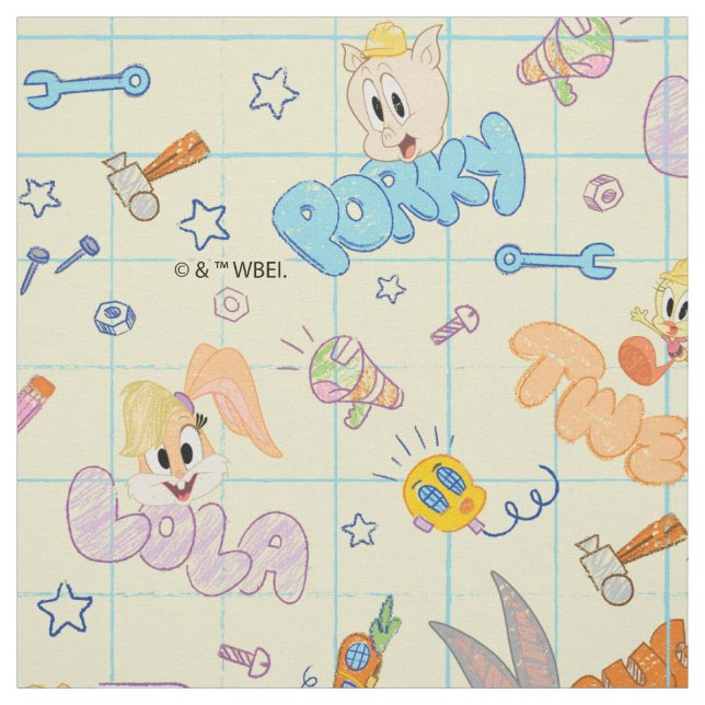 BUGS BUNNY BUILDERS™| Character Sketch Pattern Fabric (Swatch)