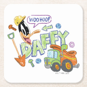 BUGS BUNNY BUILDERS™  DAFFY DUCK™ Sketch Art Square Paper Coaster