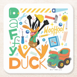 BUGS BUNNY BUILDERS™  DAFFY DUCK™ Work Tools Square Paper Coaster