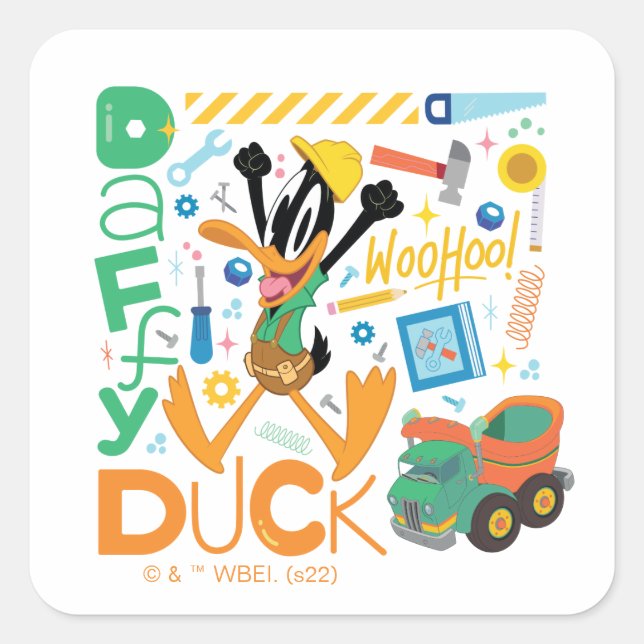 BUGS BUNNY BUILDERS™| DAFFY DUCK™ Work Tools Square Sticker (Front)