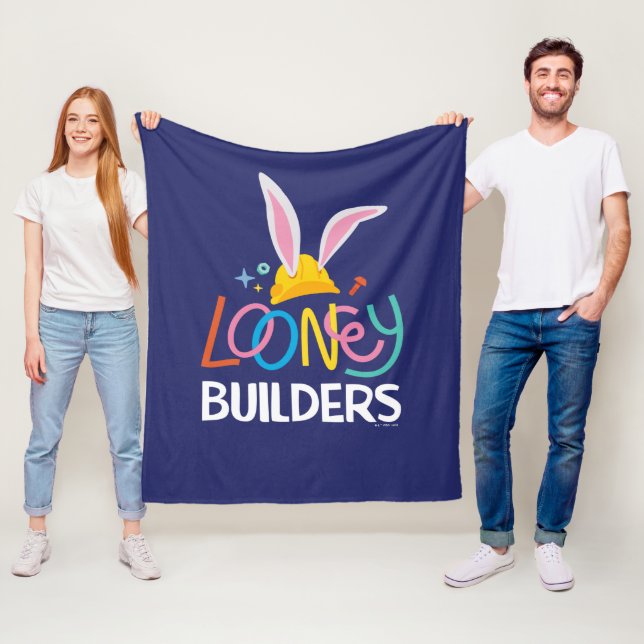 BUGS BUNNY BUILDERS™| Hard Hat Stacked Logo Fleece Blanket (In Situ)