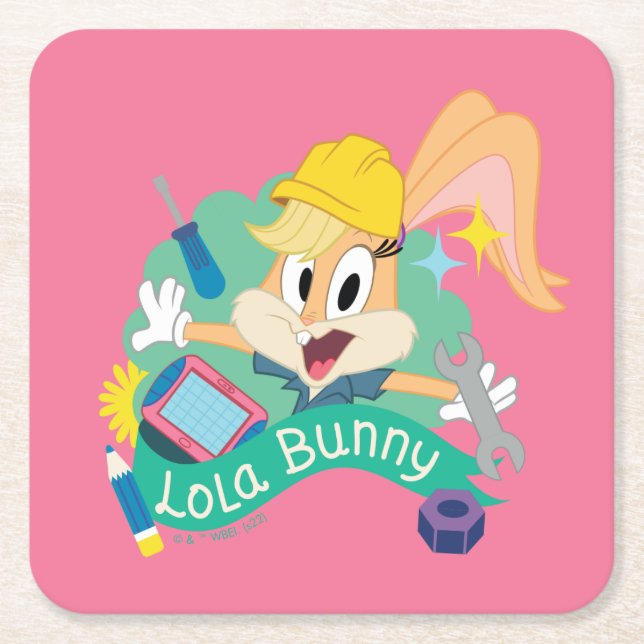 BUGS BUNNY BUILDERS™| Lola Bunny Character Graphic Square Paper Coaster (Front)