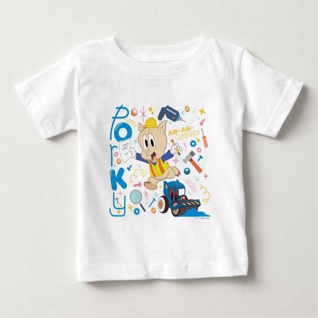 BUGS BUNNY BUILDERS™| Porky Pig Work Tools Baby T-Shirt (Front)
