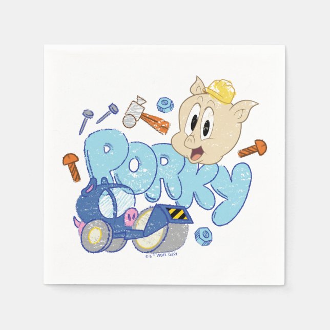 BUGS BUNNY BUILDERS™| Porky Sketch Art Napkin (Front)