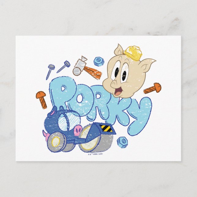 BUGS BUNNY BUILDERS™| Porky Sketch Art Postcard (Front)