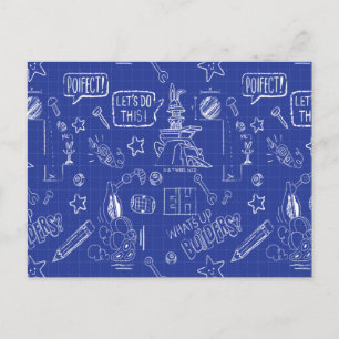 BUGS BUNNY BUILDERS™  Sketch Blueprint Pattern Postcard