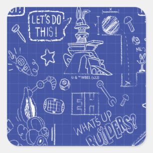 BUGS BUNNY BUILDERS™  Sketch Blueprint Pattern Square Sticker