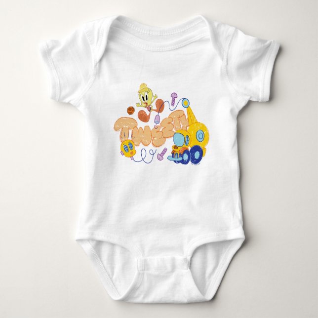 BUGS BUNNY BUILDERS™| TWEETY™ Sketch Art Baby Bodysuit (Front)