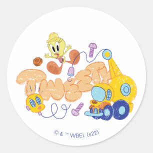 BUGS BUNNY BUILDERS™  TWEETY™ Sketch Art Classic Round Sticker