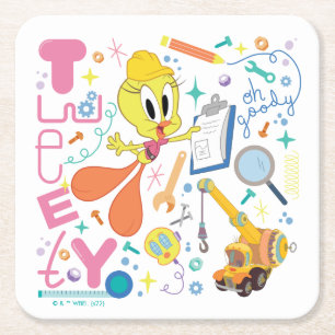 BUGS BUNNY BUILDERS™ TWEETY™ Work Tools Square Paper Coaster