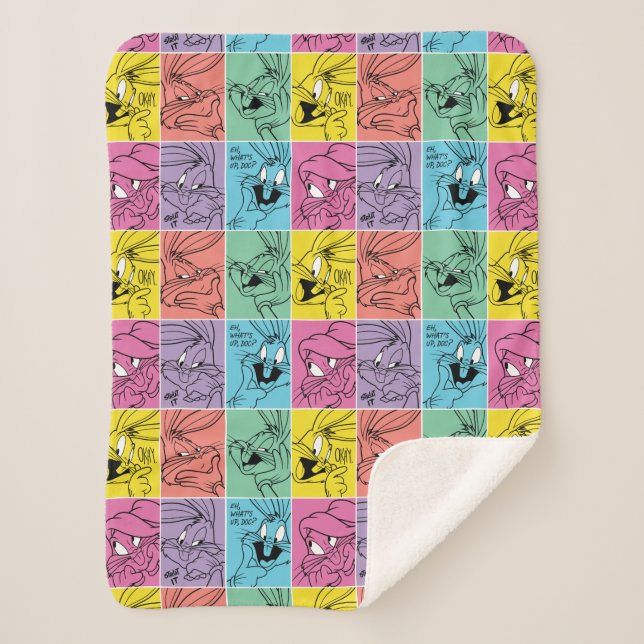 BUGS BUNNY™ Colour Block Expressions Sherpa Blanket (Front)