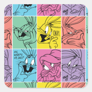BUGS BUNNY™ Colour Block Expressions Square Sticker