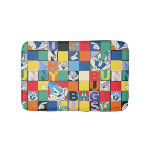 BUGS BUNNY™ Colourful Name and Face Chequered Bath Mat