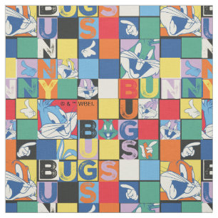 BUGS BUNNY™ Colourful Name and Face Chequered Fabric