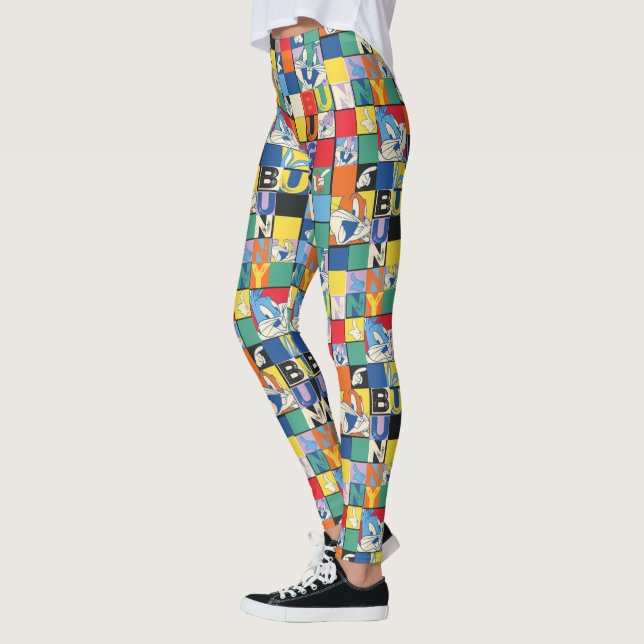 BUGS BUNNY™ Colourful Name and Face Chequered Leggings (Left)
