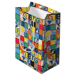 BUGS BUNNY™ Colourful Name and Face Chequered Medium Gift Bag